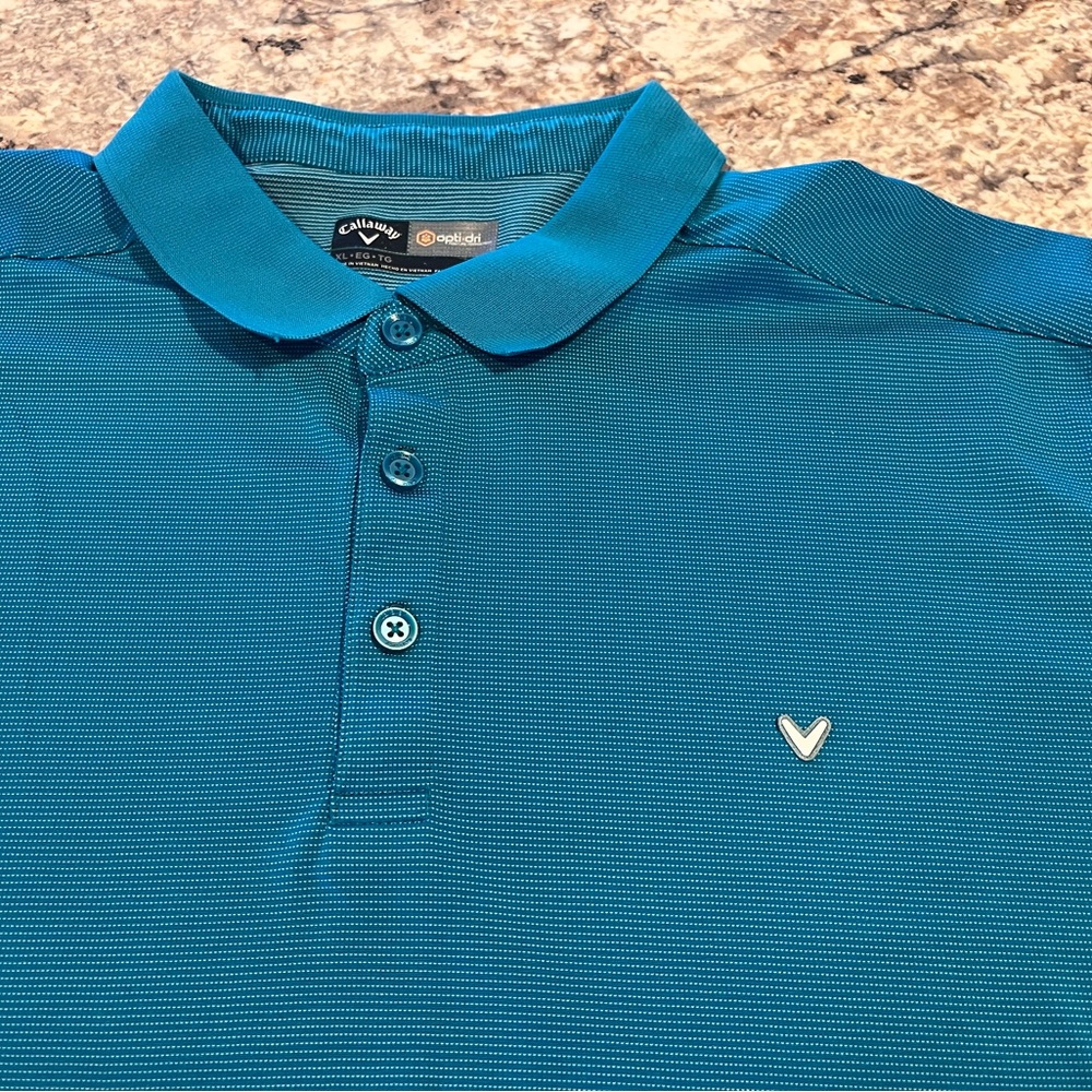 Callaway polo shirt mens XL blue teal Golf Opti Dri Performance wicking active